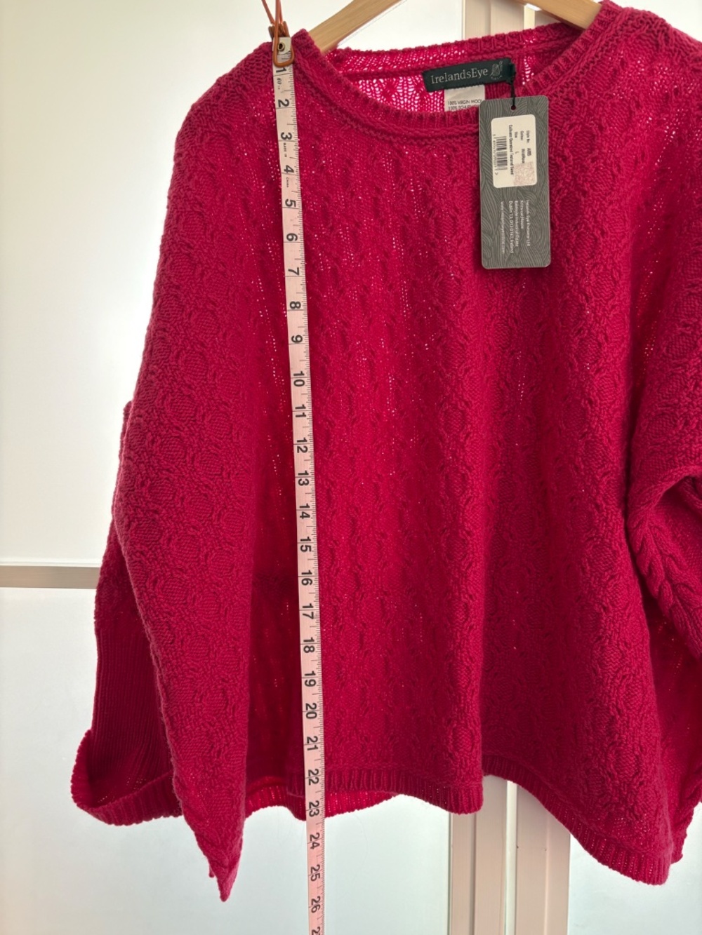 reland's Eye Cuileann Oversized Textured Sweater Wild Rose 100% Virgin Wool Larg